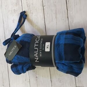 Nautica Men's Sleepwear Knit Pants in Black and Blue Plaid